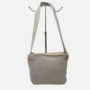 The Sak Hand Crochet Crossbody Bag Sustainable Ecru Yarn 12"W x 9"H x 2"D